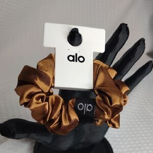 Fashion Yoga Satin Scrunchie in Metallic Bronze Set Of 2